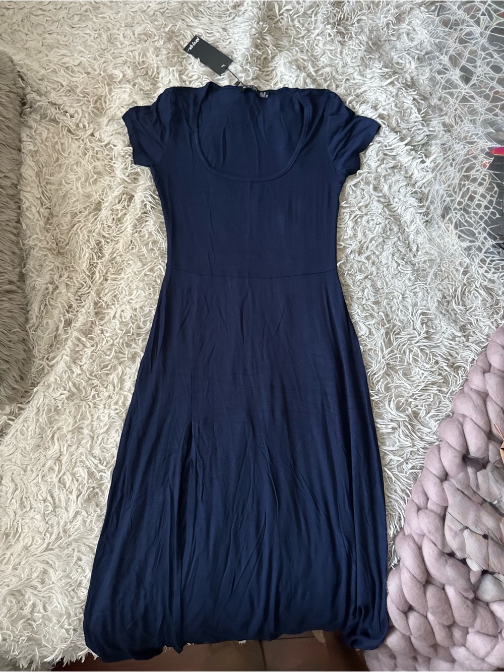 Nasty Gal Navy Scoop Neck Midi Dress